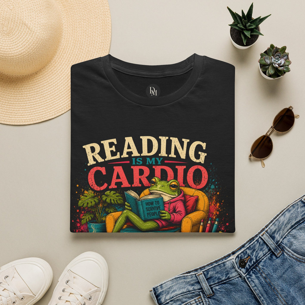 Reading Is My Cardio tee flat lay by DESMINE