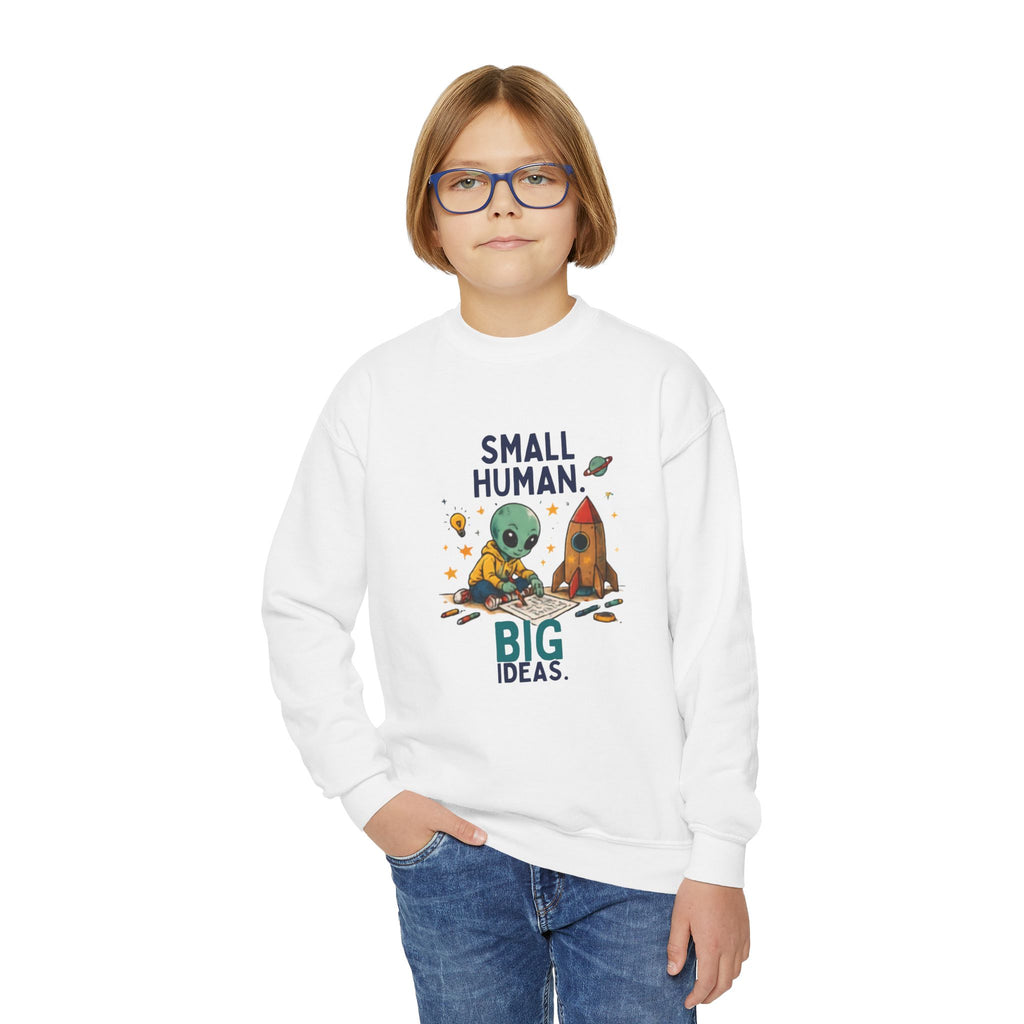 Small Human Big Ideas sweatshirt | Kids Space Alien Rocket crewneck