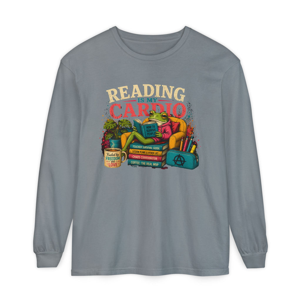 Reading Is My Cardio Long Sleeve Tee | Stack of Books Illustration