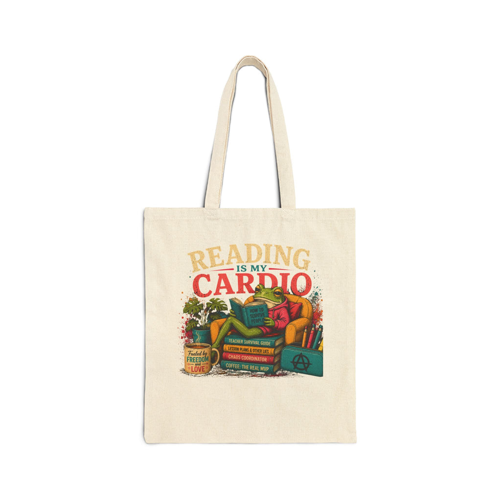 Reading Is My Cardio Tote Bag | Book Lover Stack Illustration