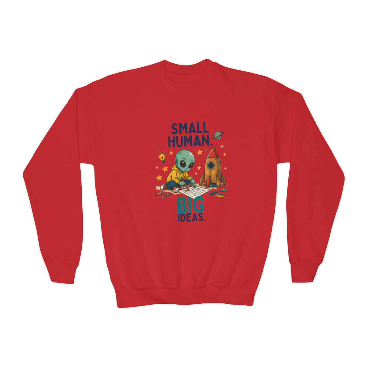 Small Human Big Ideas sweatshirt | Kids Space Alien Rocket crewneck
