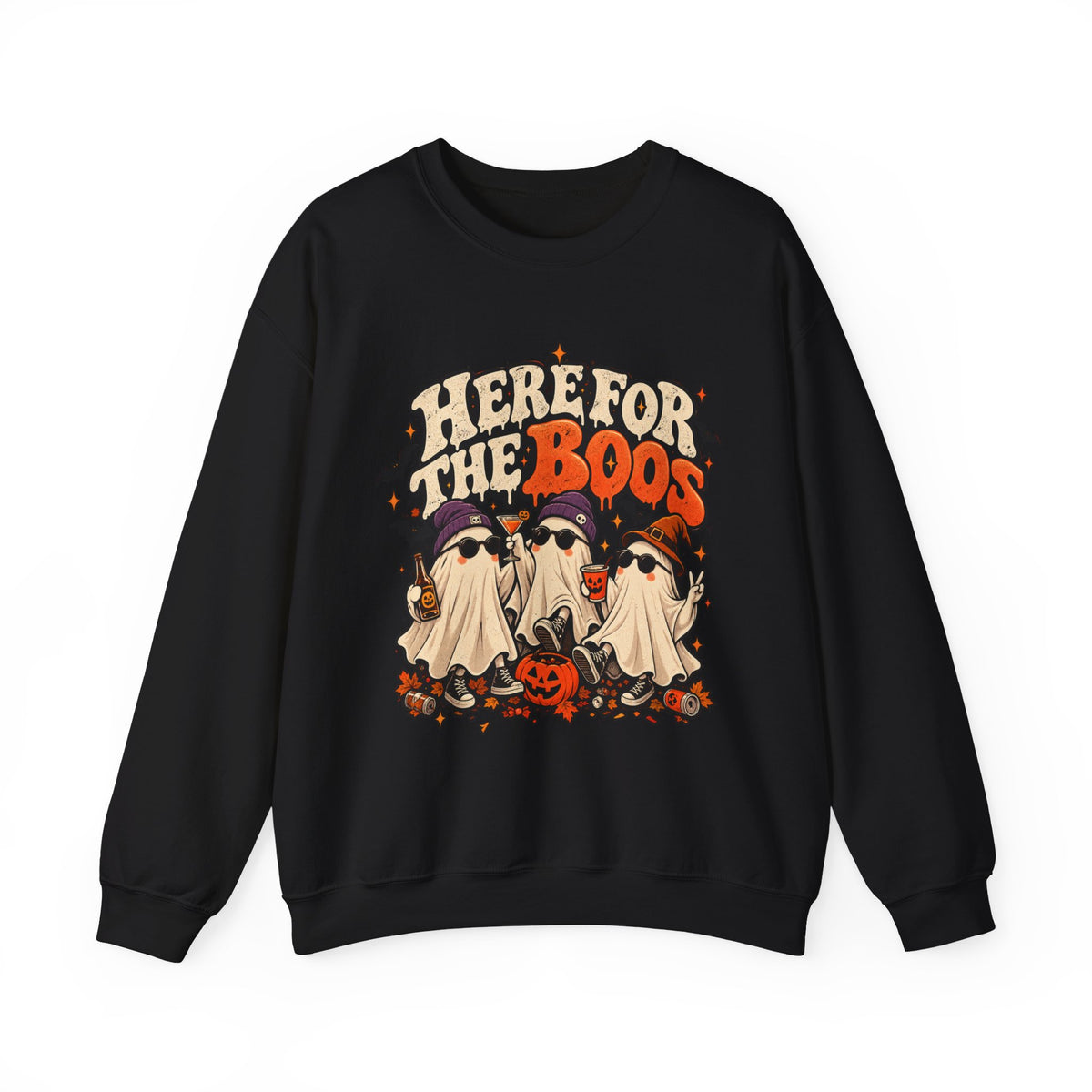 Here for the Boos Halloween Ghosts Crewneck Sweatshirt