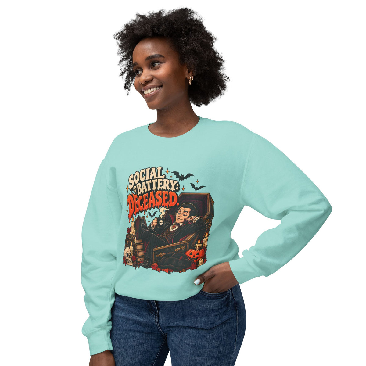 Social Battery Deceased Graphic Sweatshirt