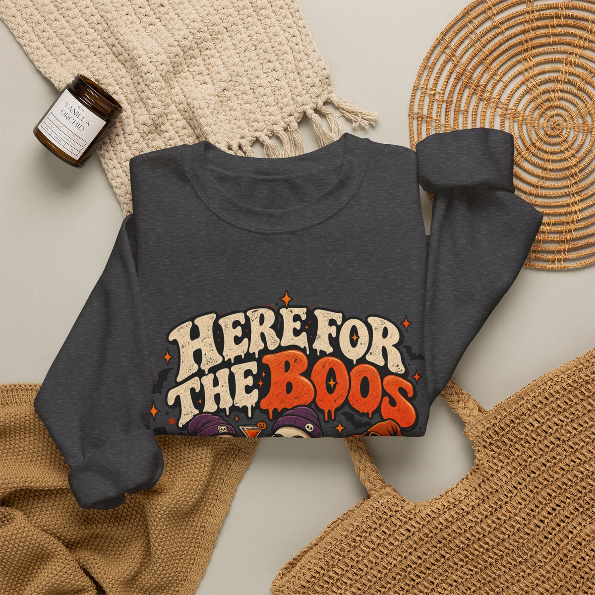 Here for the Boos Halloween Ghosts Crewneck Sweatshirt