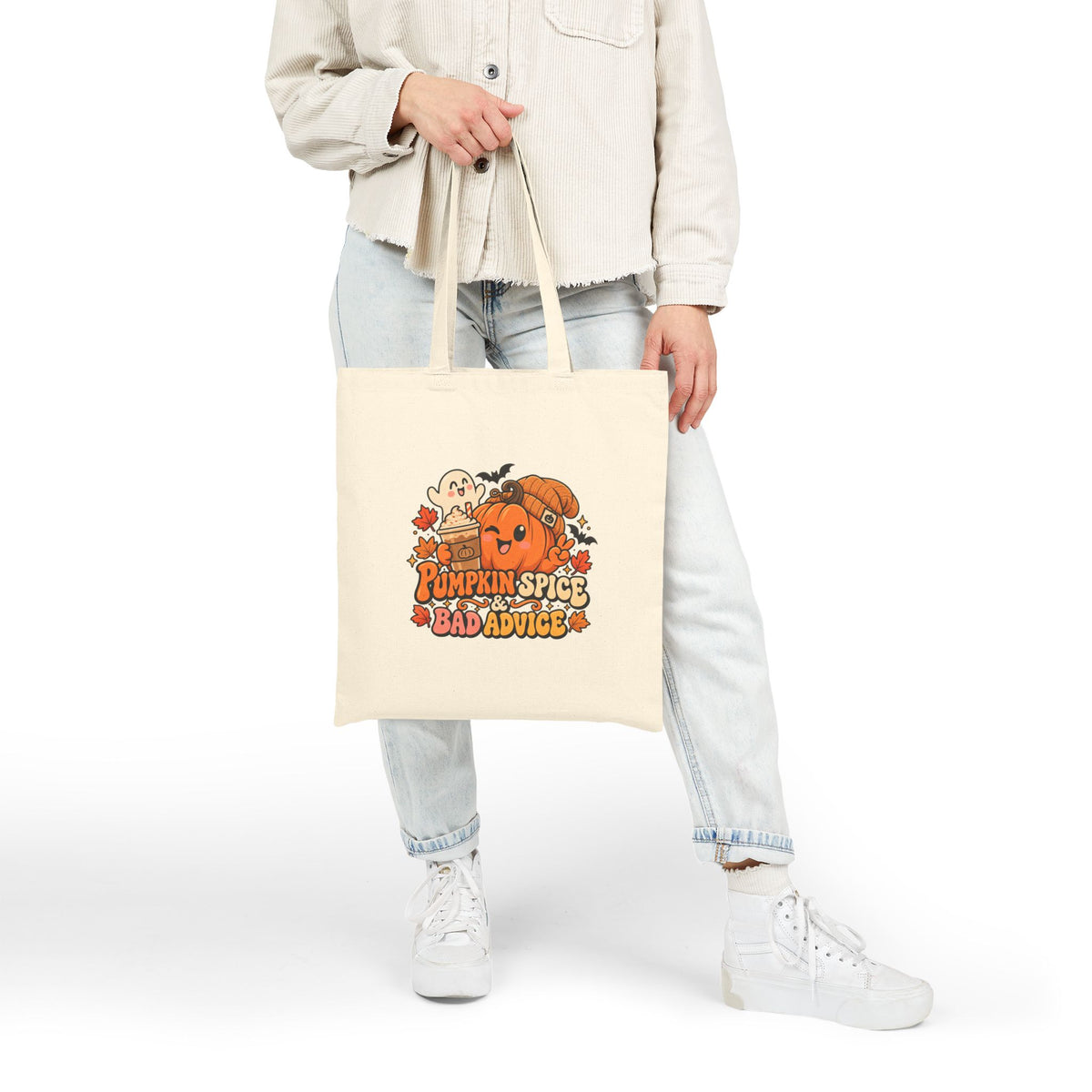 Pumpkin Spice Bad Advice Halloween Canvas Tote Bag