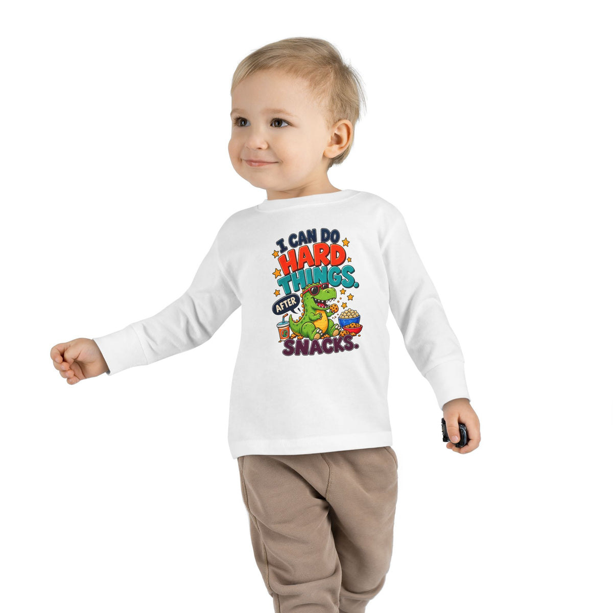 I Can Do Hard Things After Snacks Toddler Long Sleeve Tee