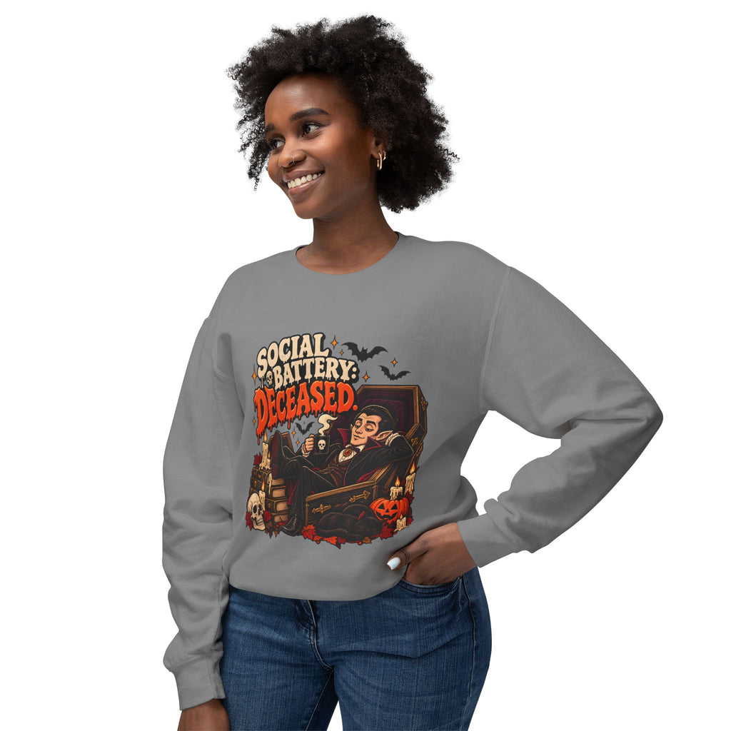 Social Battery Deceased Graphic Sweatshirt