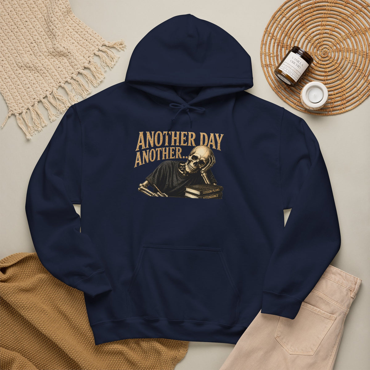 Another Day Another Debt Hoodie | Skeleton Reading Books Graphic