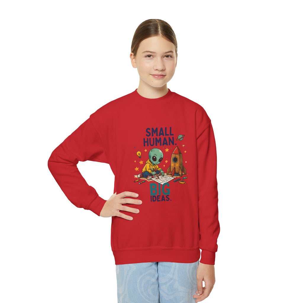 Small Human Big Ideas sweatshirt | Kids Space Alien Rocket crewneck