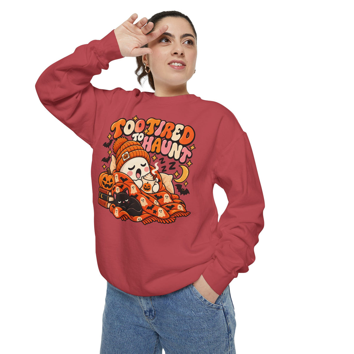 Too Tired To Haunt Halloween Ghost Sweatshirt