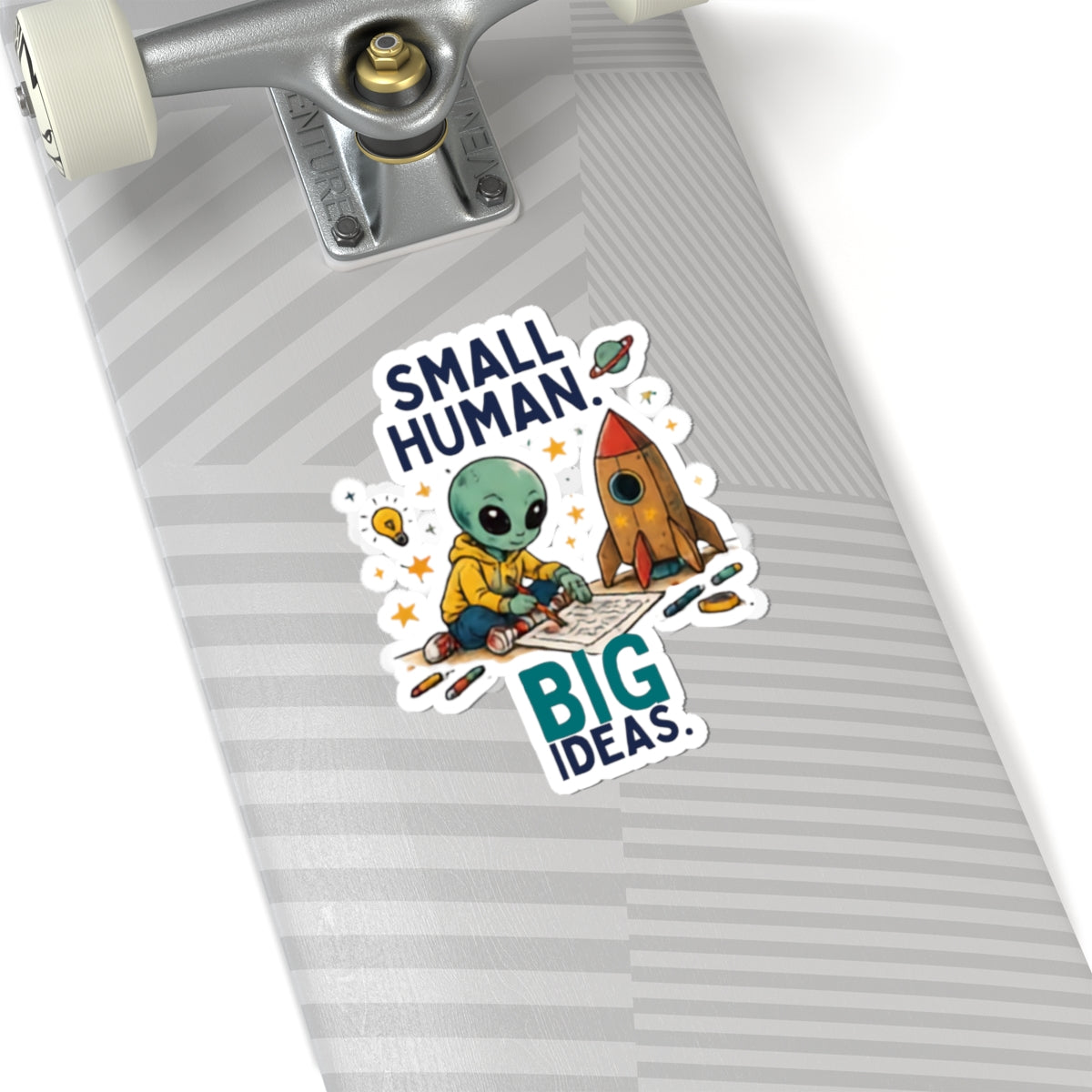 Small Human Big Ideas alien kid sticker | kiss-cut vinyl laptop decal