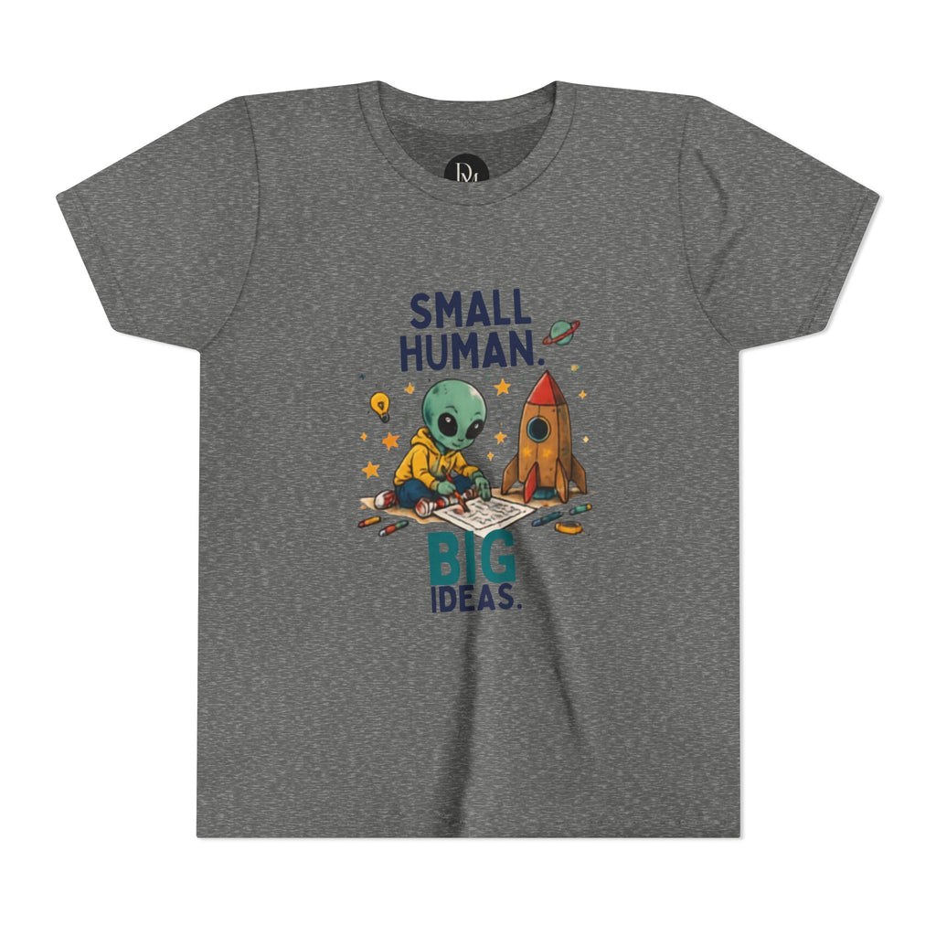 Small Human Big Ideas Youth Tee | Cute Alien Rocket Kids Shirt