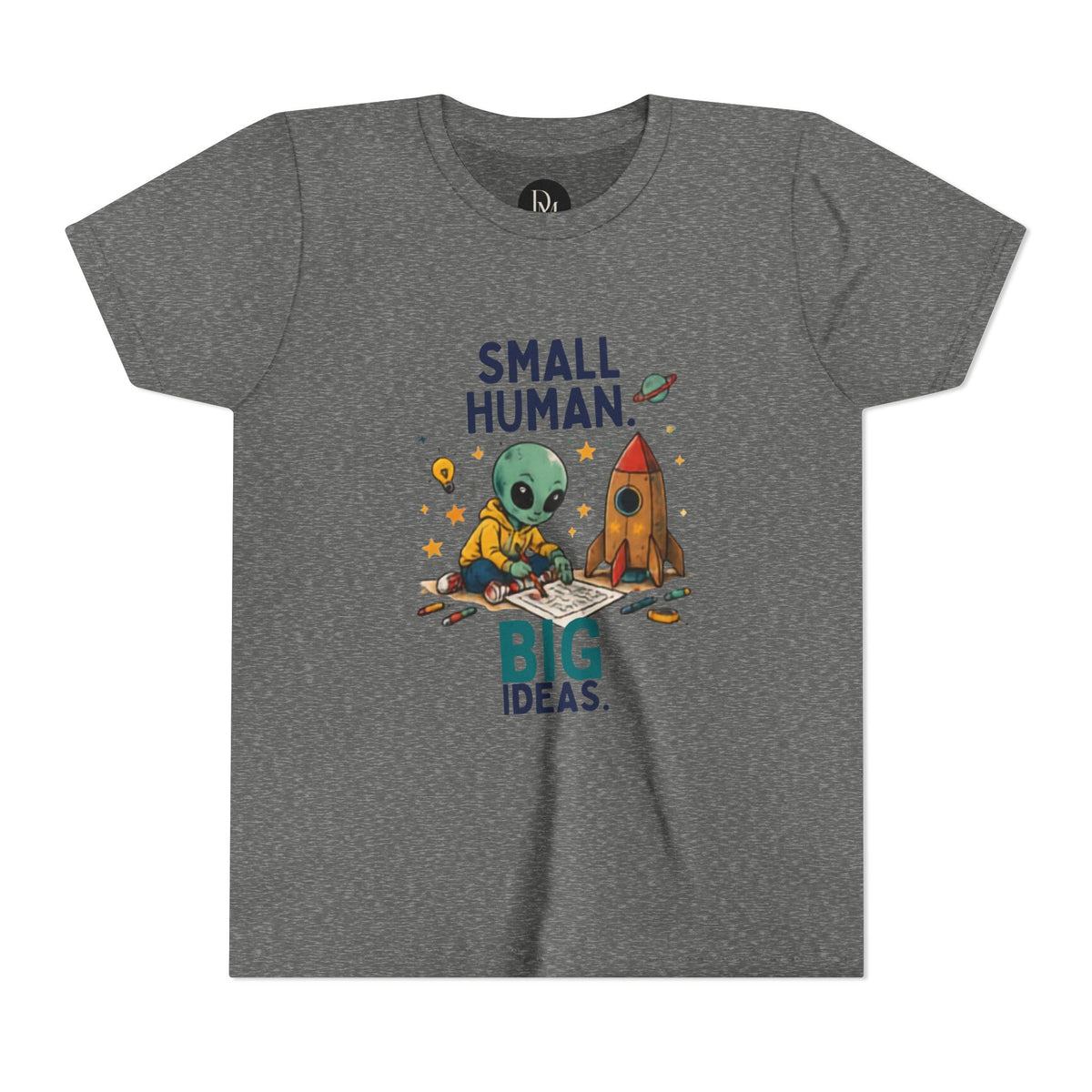 Small Human Big Ideas Youth Tee | Cute Alien Rocket Kids Shirt