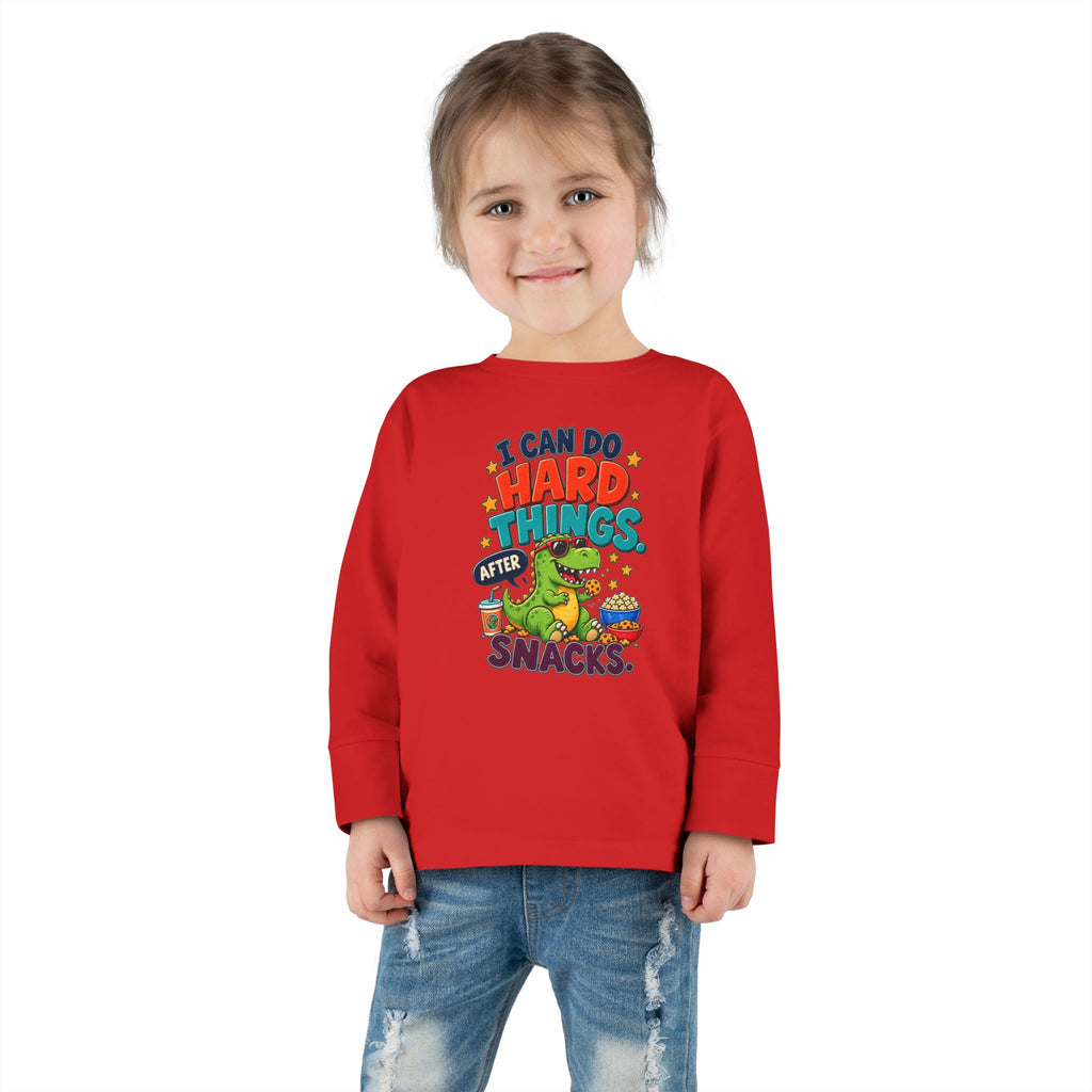 I Can Do Hard Things After Snacks Toddler Long Sleeve Tee