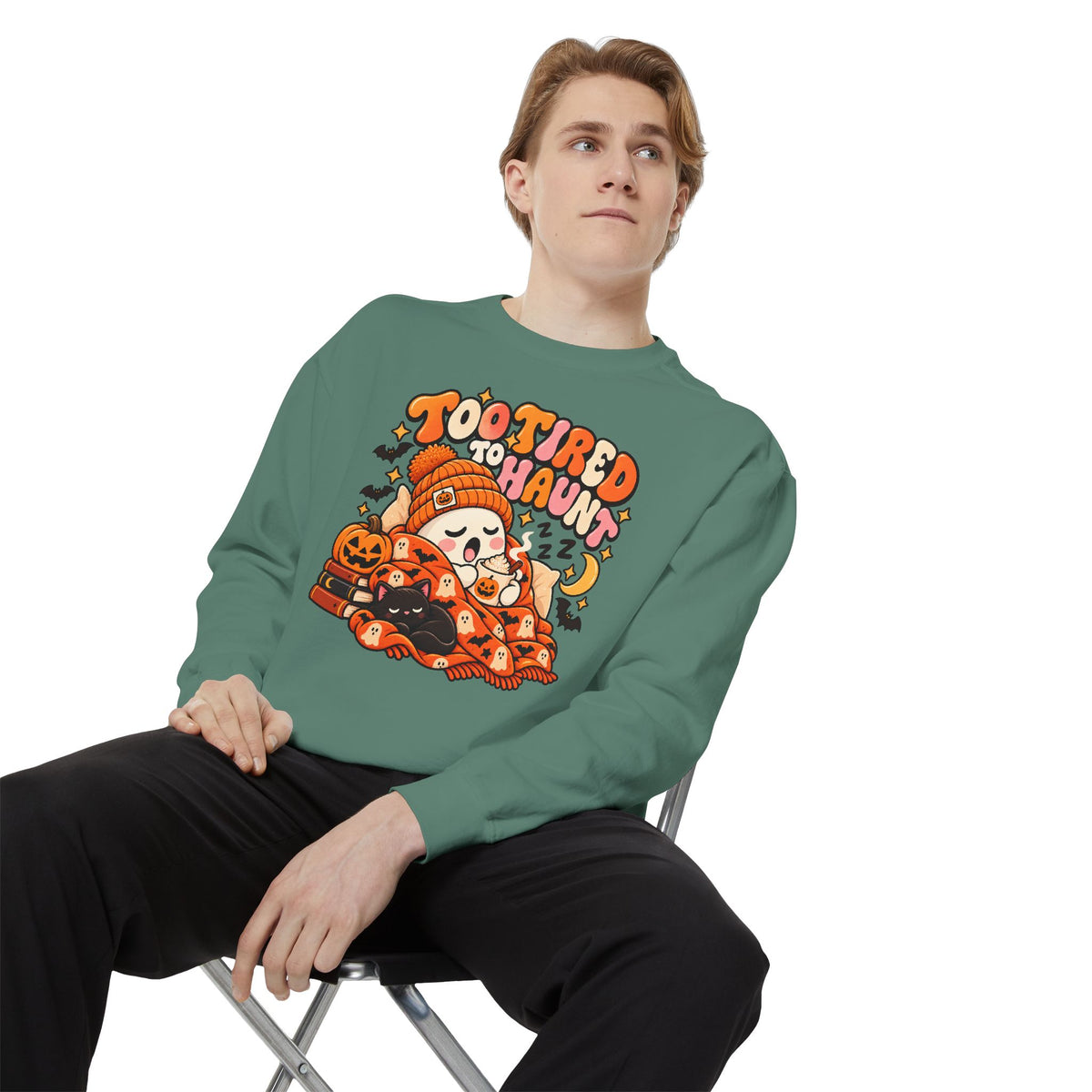 Too Tired To Haunt Halloween Ghost Sweatshirt