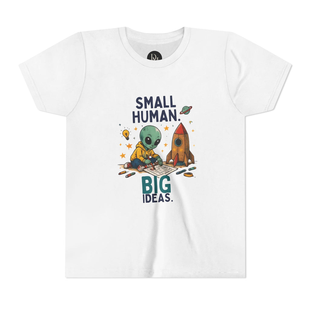 Small Human Big Ideas Youth Tee | Cute Alien Rocket Kids Shirt