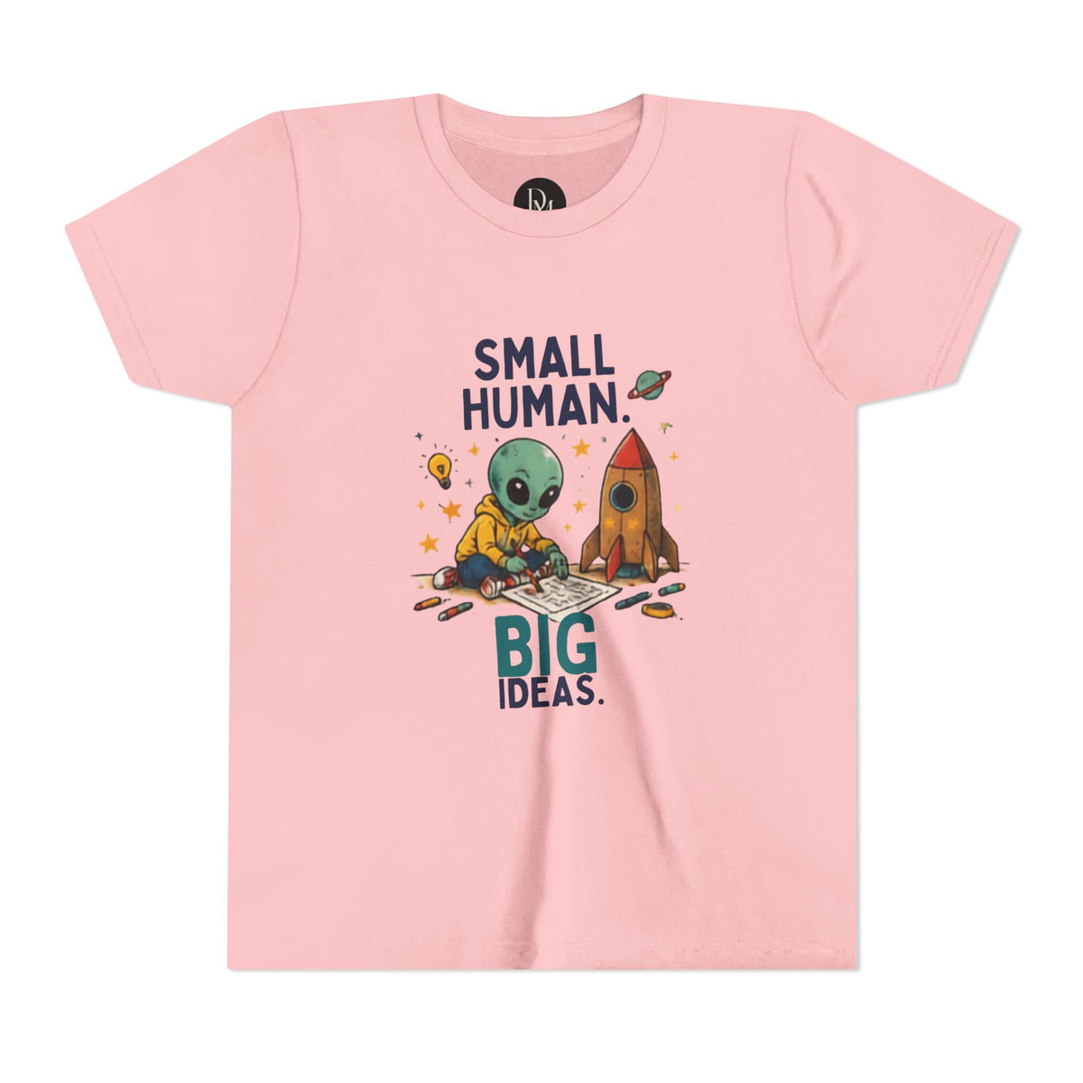Small Human Big Ideas Youth Tee | Cute Alien Rocket Kids Shirt
