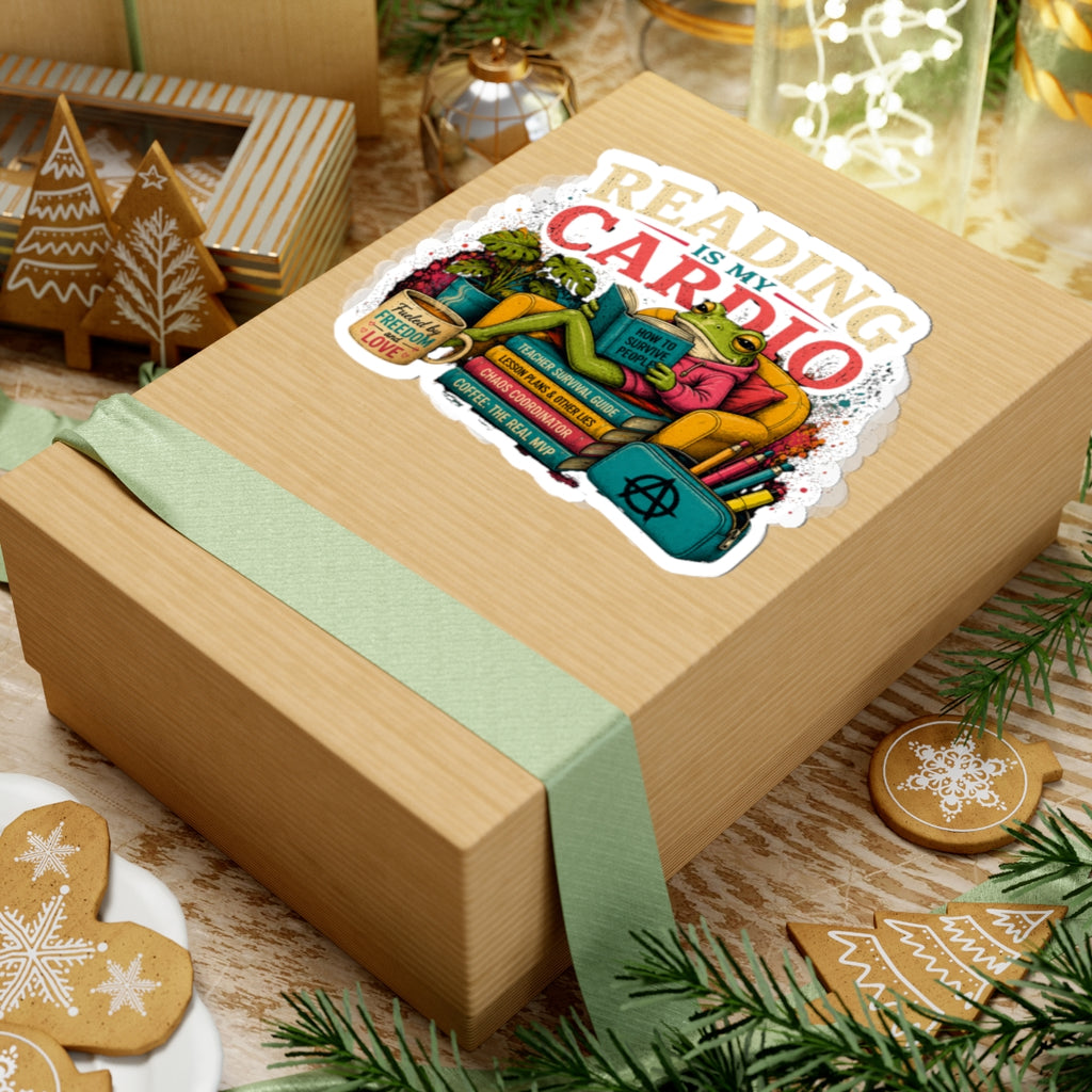 Reading Is My Cardio Sticker | Frog Reading on Armchair, Book Lover
