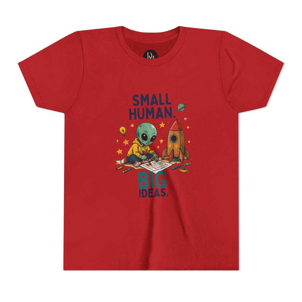 Small Human Big Ideas Youth Tee | Cute Alien Rocket Kids Shirt