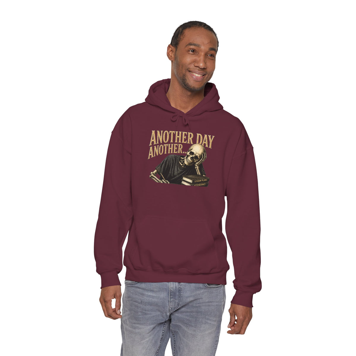Another Day Another Debt Hoodie | Skeleton Reading Books Graphic