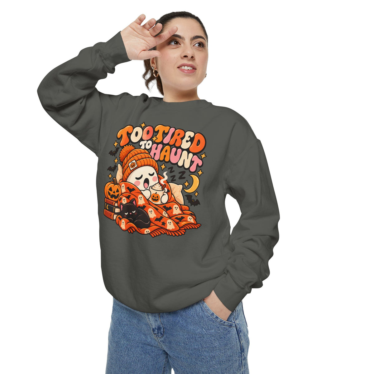 Too Tired To Haunt Halloween Ghost Sweatshirt
