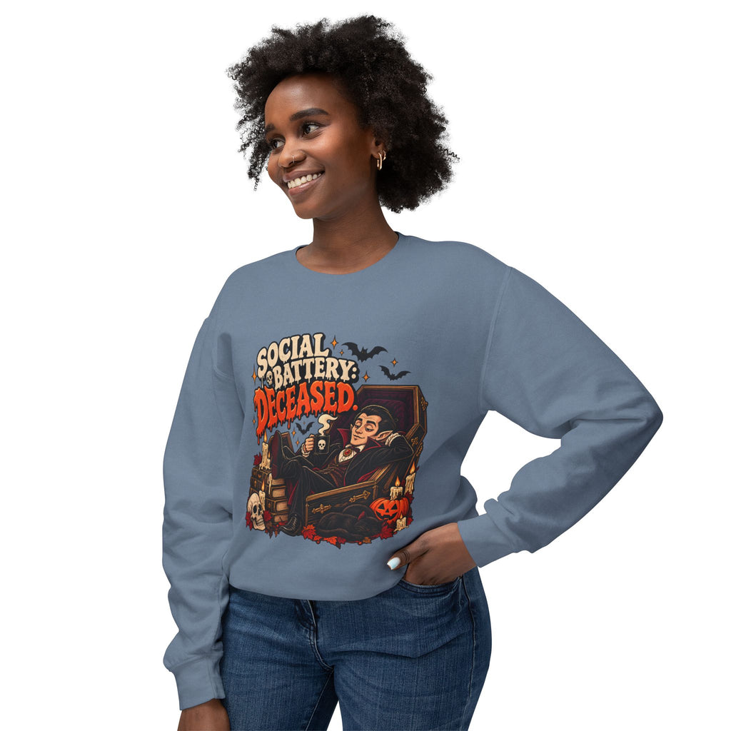 Social Battery Deceased Graphic Sweatshirt