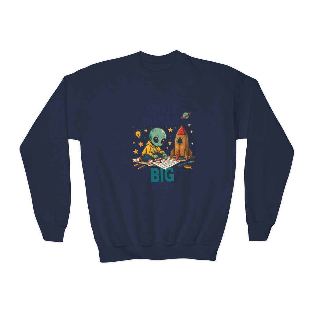 Small Human Big Ideas sweatshirt | Kids Space Alien Rocket crewneck