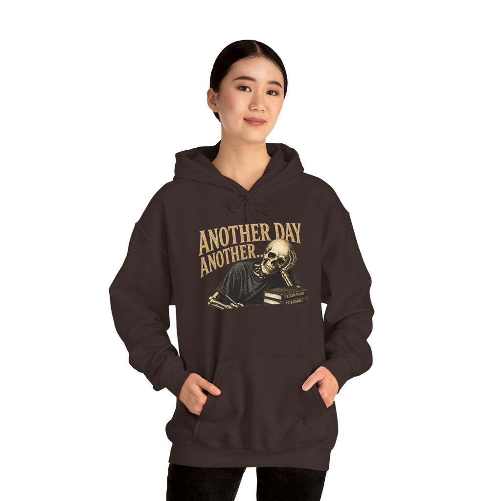 Another Day Another Debt Hoodie | Skeleton Reading Books Graphic