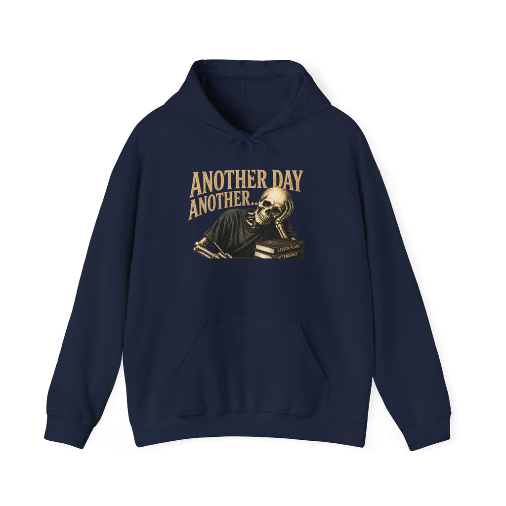 Another Day Another Debt Hoodie | Skeleton Reading Books Graphic