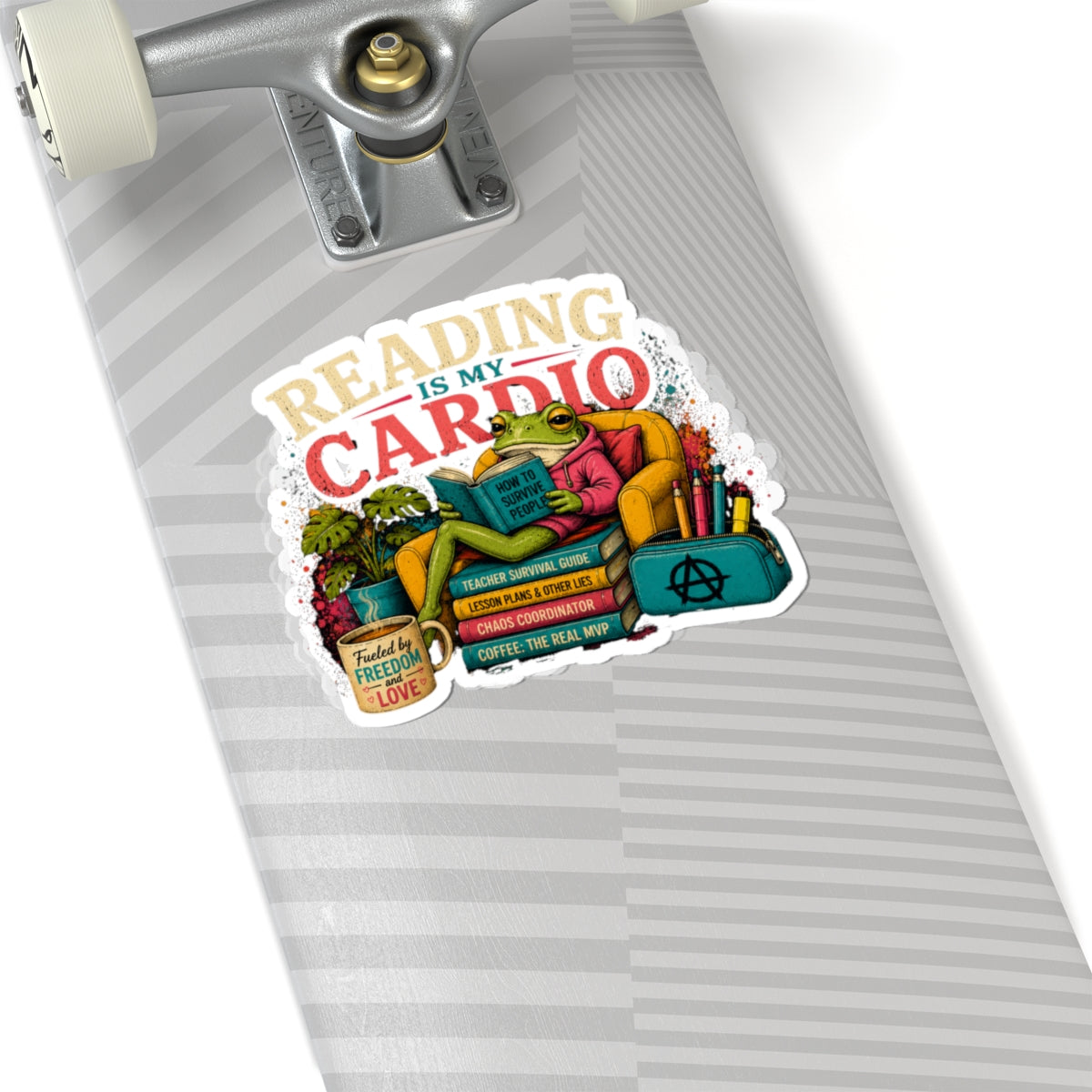Reading Is My Cardio Sticker | Frog Reading on Armchair, Book Lover