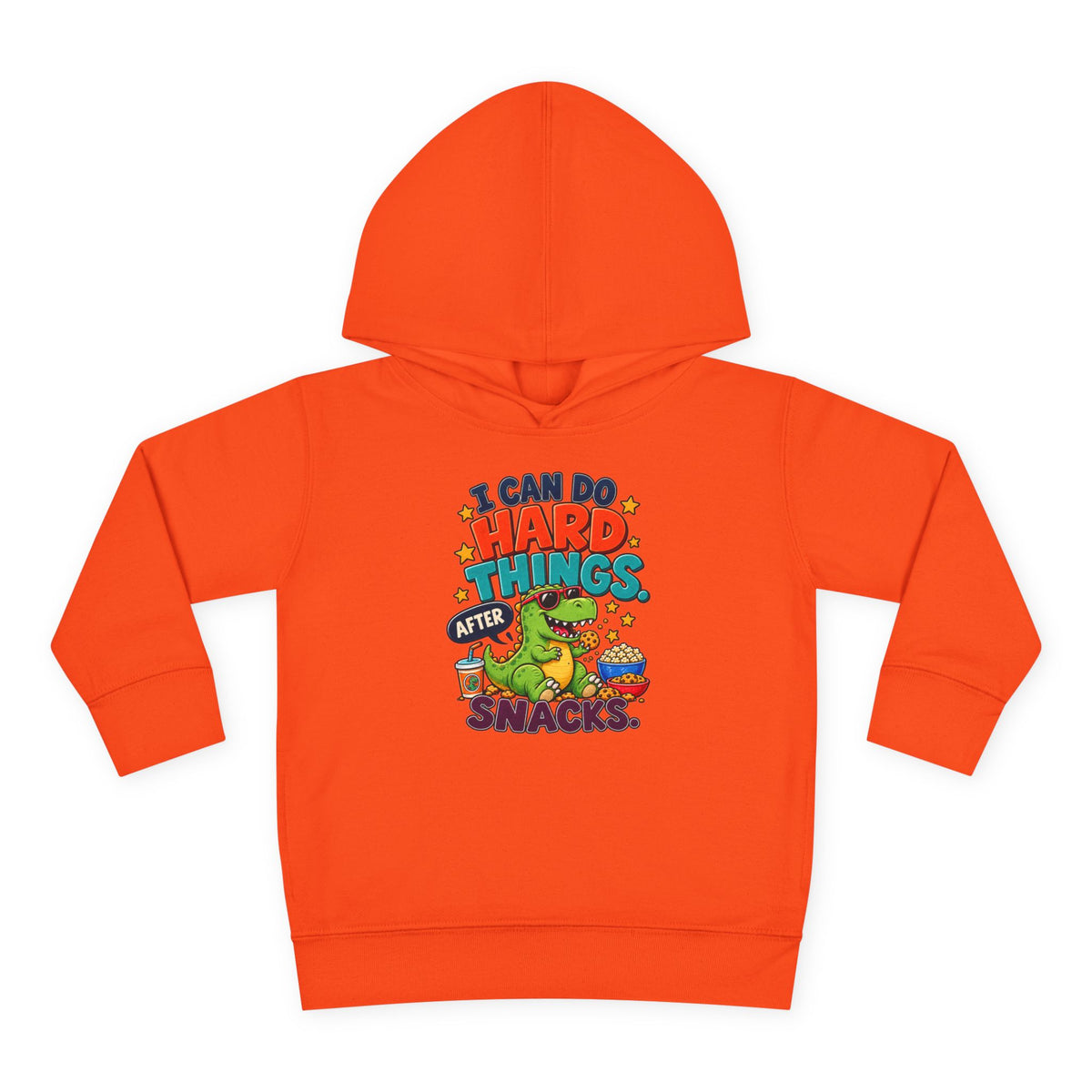 Toddler Hoodie – “I Can Do Hard Things After Snacks” Motivational Dinosaur Pullover