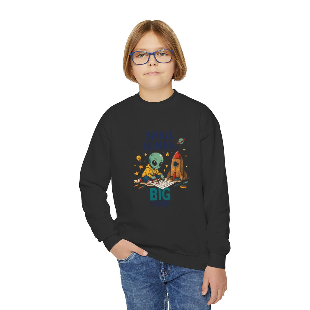 Small Human Big Ideas sweatshirt | Kids Space Alien Rocket crewneck