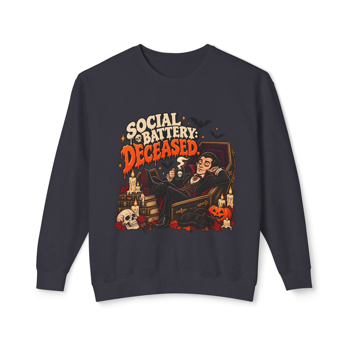 Social Battery Deceased Graphic Sweatshirt