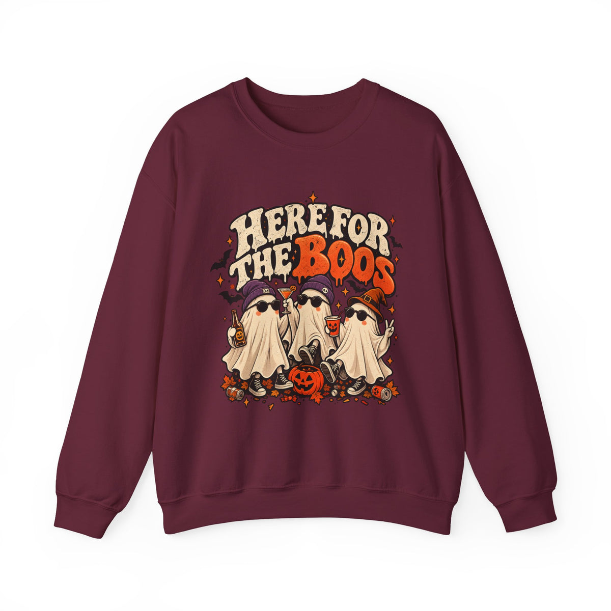Here for the Boos Halloween Ghosts Crewneck Sweatshirt