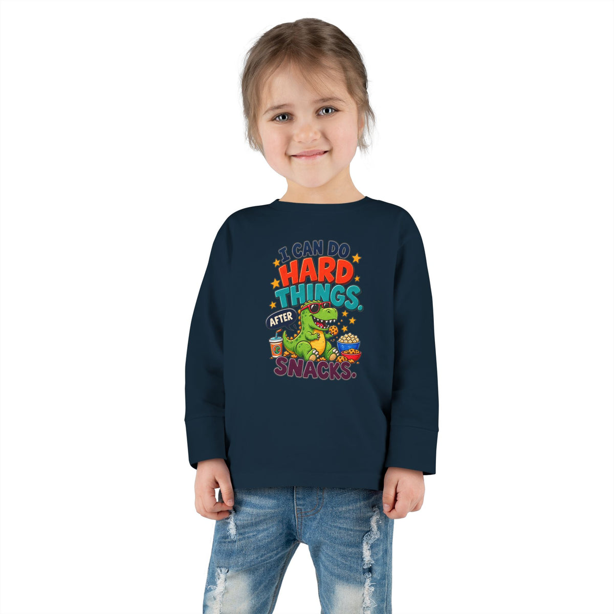 I Can Do Hard Things After Snacks Toddler Long Sleeve Tee