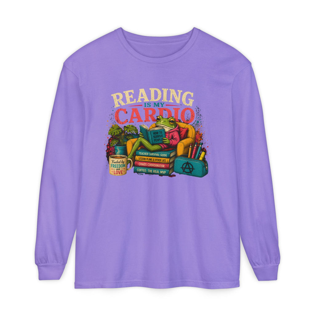 Reading Is My Cardio Long Sleeve Tee | Stack of Books Illustration