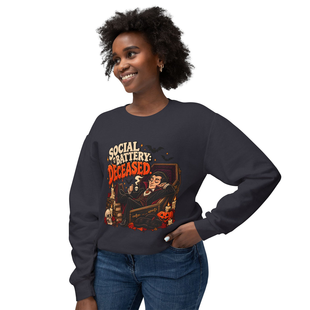 Social Battery Deceased Graphic Sweatshirt