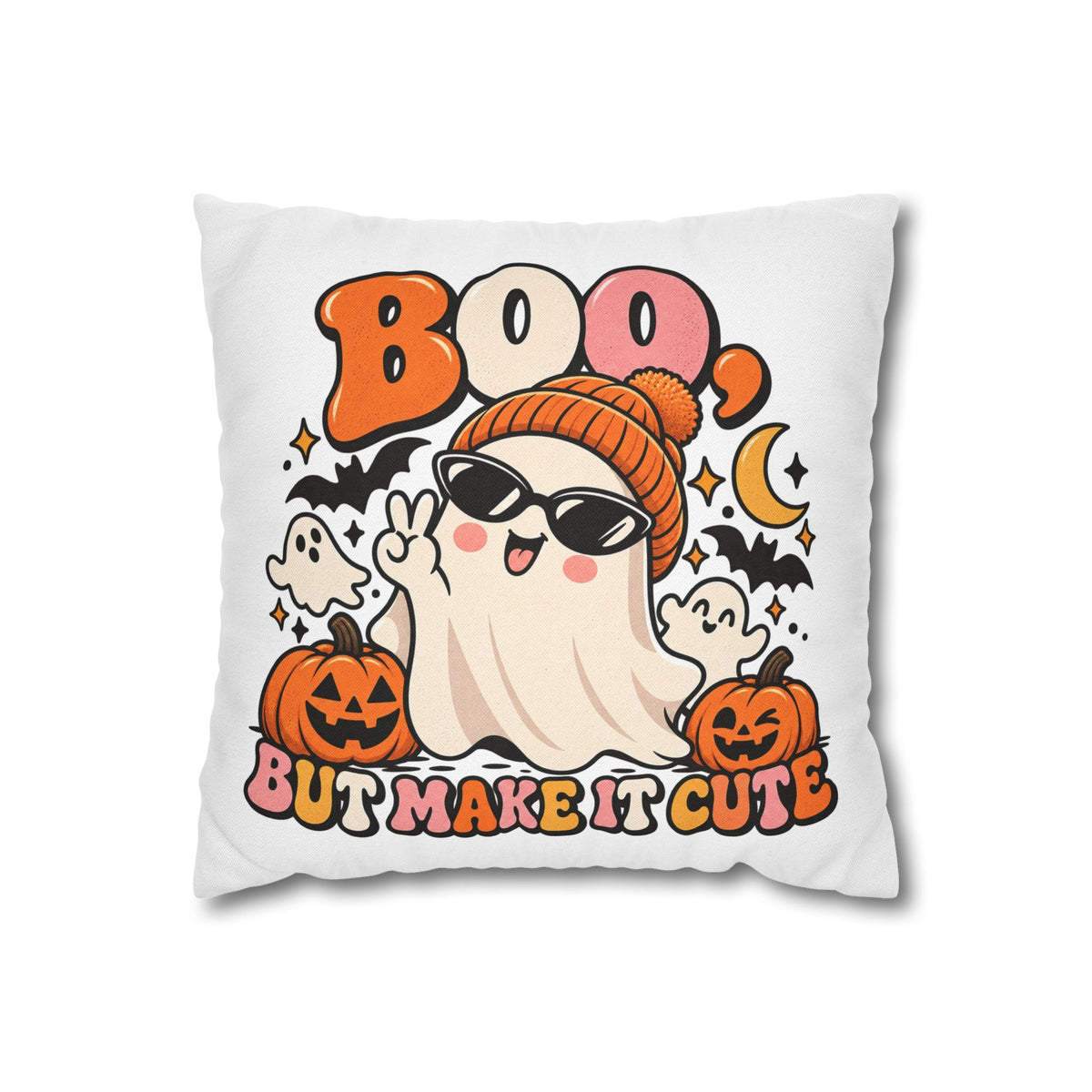 Boo But Make It Cute Halloween Ghost Square Pillowcase