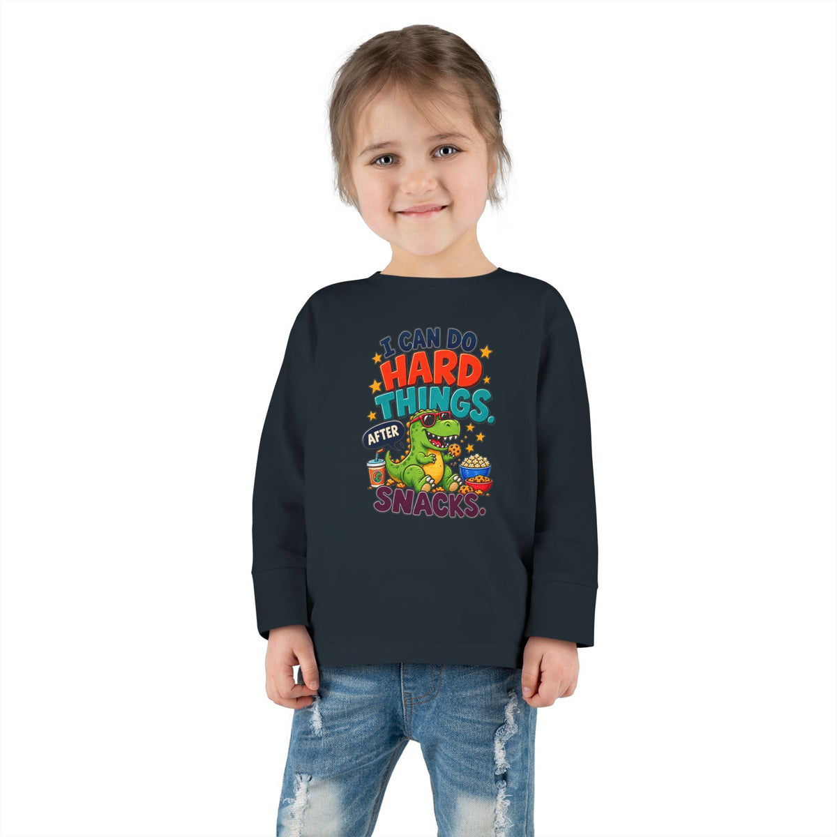I Can Do Hard Things After Snacks Toddler Long Sleeve Tee