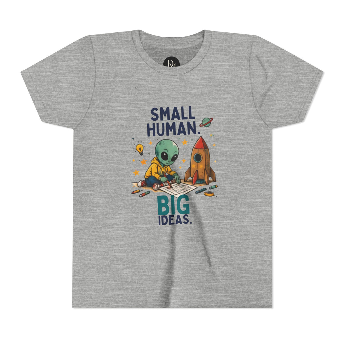 Small Human Big Ideas Youth Tee | Cute Alien Rocket Kids Shirt