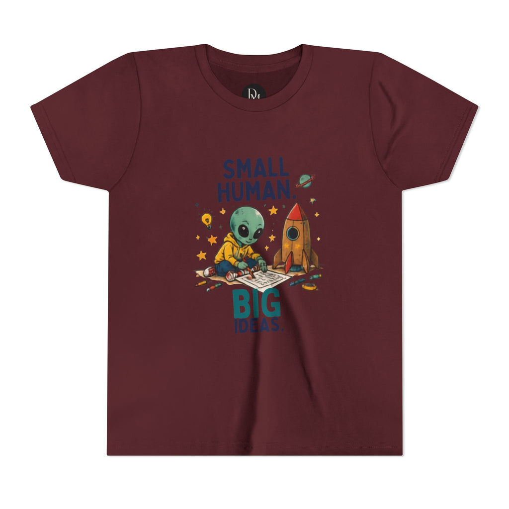 Small Human Big Ideas Youth Tee | Cute Alien Rocket Kids Shirt