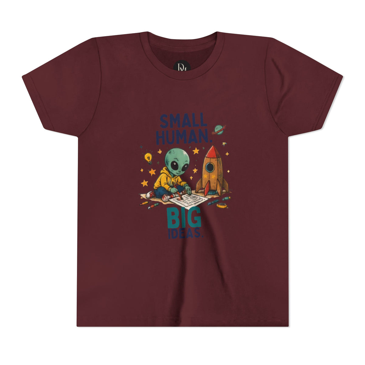 Small Human Big Ideas Youth Tee | Cute Alien Rocket Kids Shirt