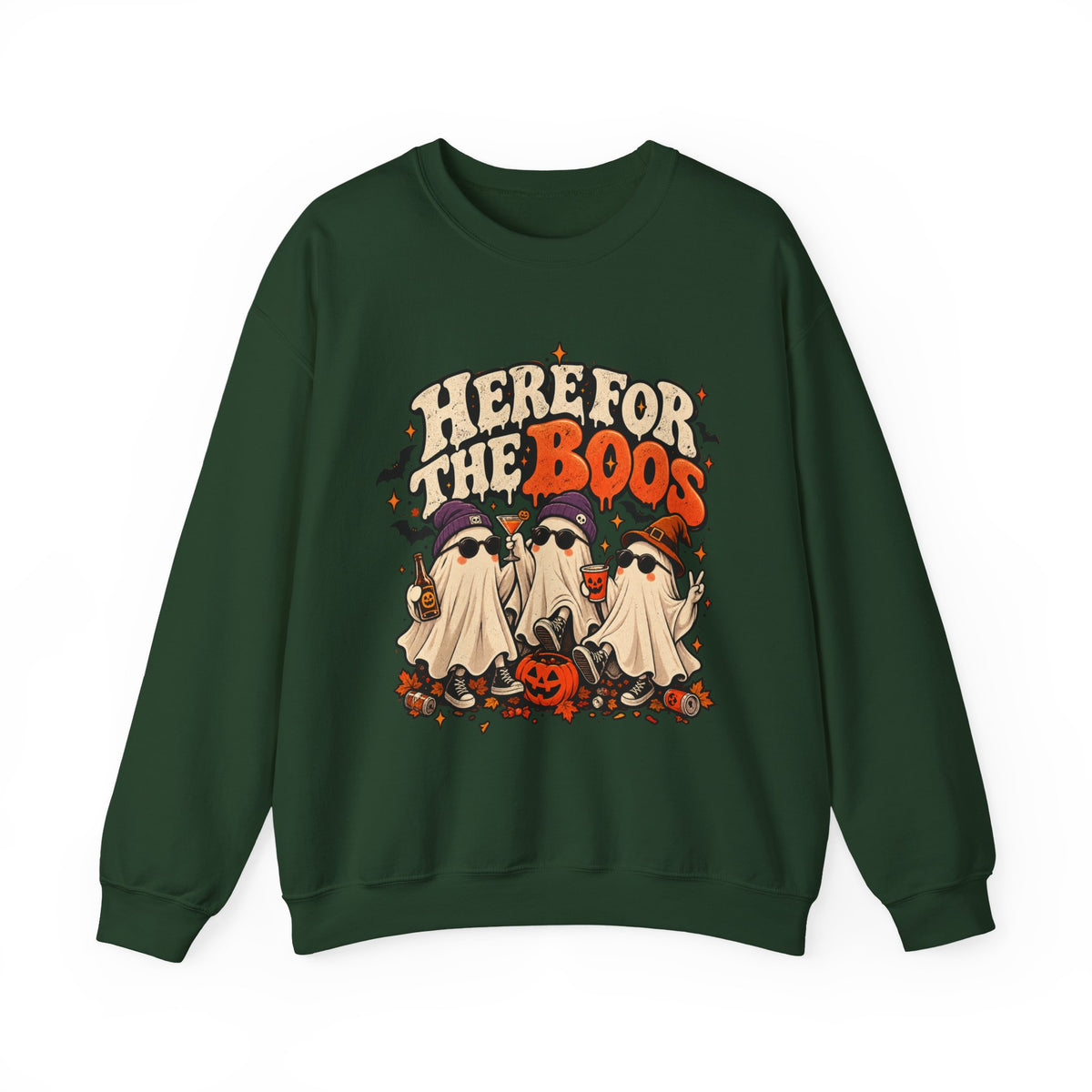 Here for the Boos Halloween Ghosts Crewneck Sweatshirt