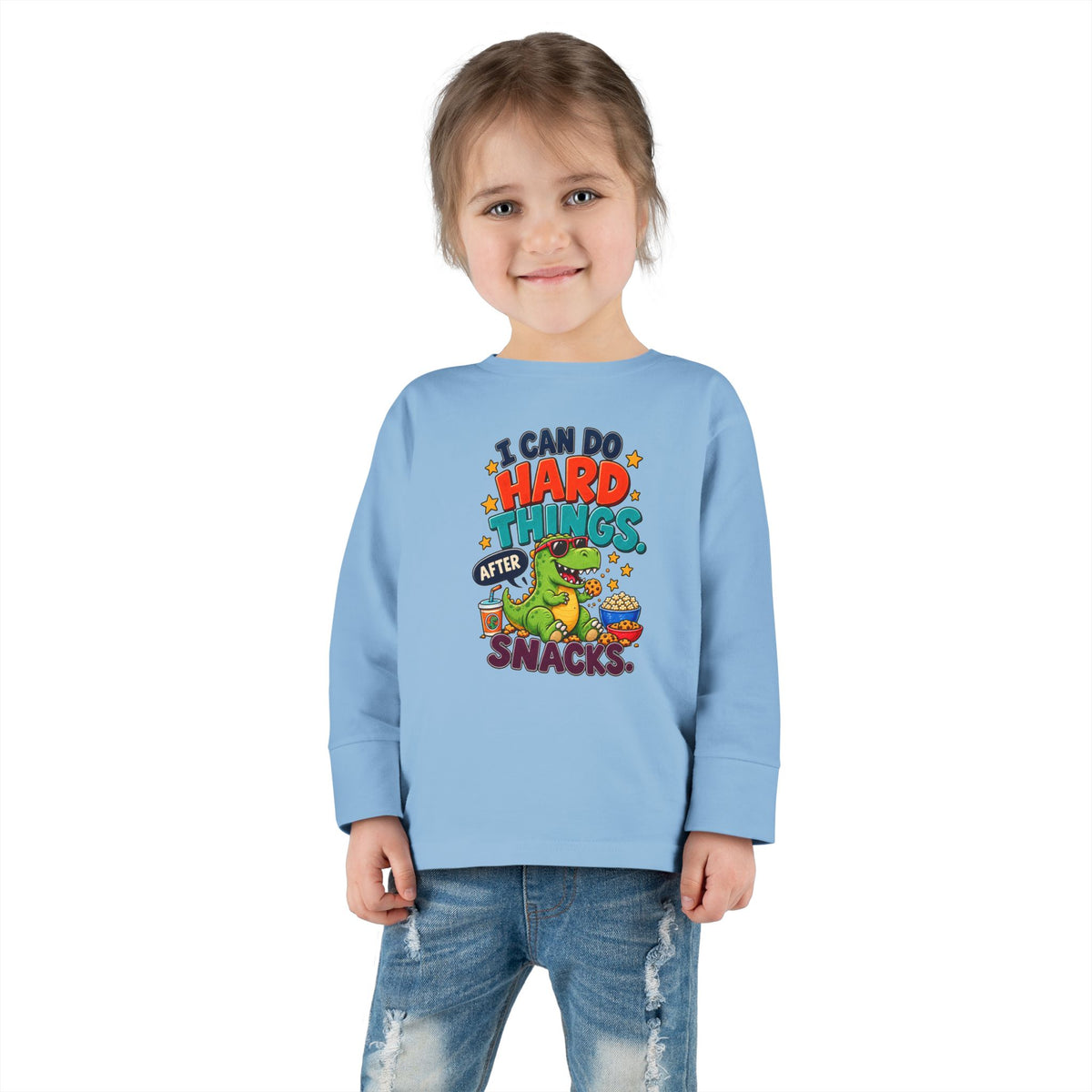 I Can Do Hard Things After Snacks Toddler Long Sleeve Tee