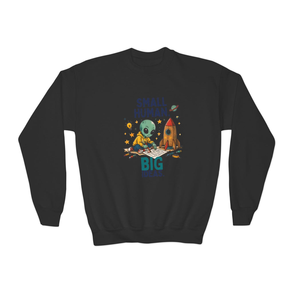 Small Human Big Ideas sweatshirt | Kids Space Alien Rocket crewneck