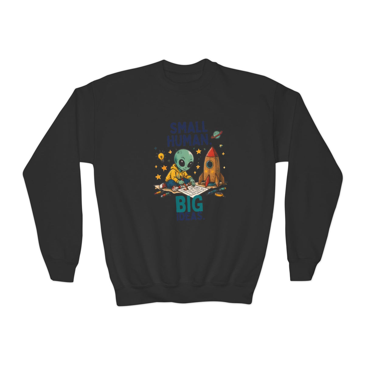 Small Human Big Ideas sweatshirt | Kids Space Alien Rocket crewneck