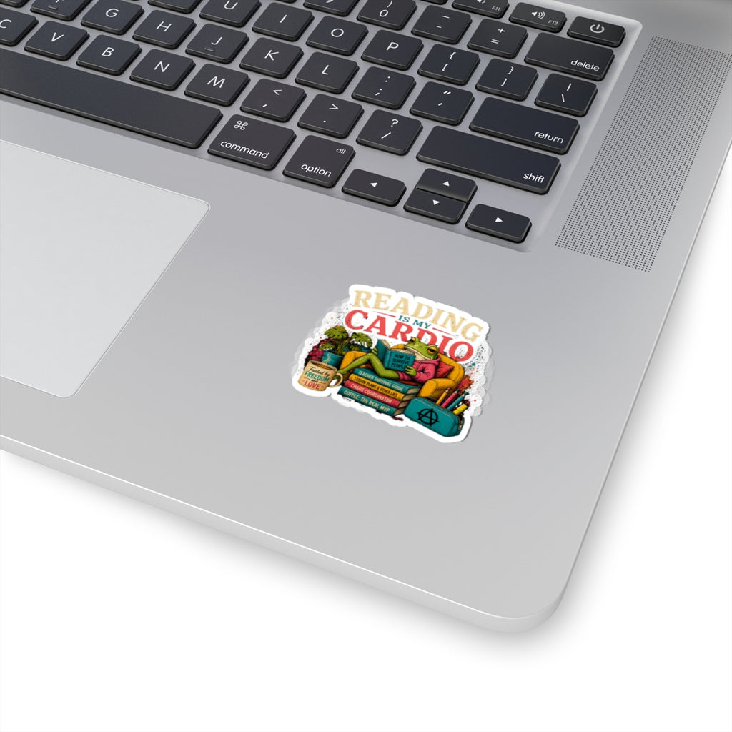 Reading Is My Cardio Sticker | Frog Reading on Armchair, Book Lover