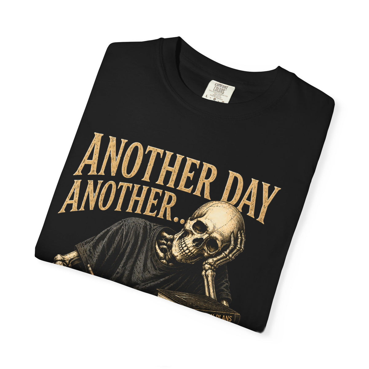 Another Day Another... skeleton study shirt | skull stack of books tee