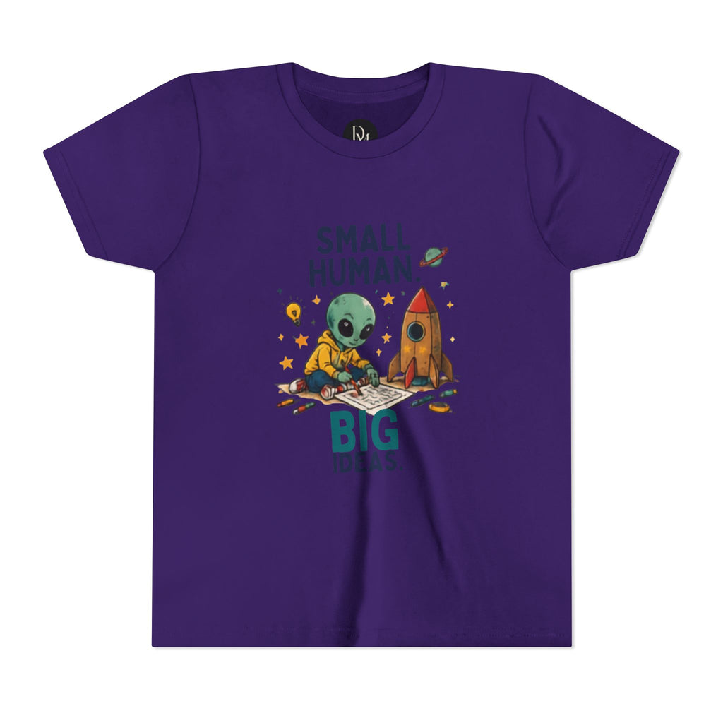 Small Human Big Ideas Youth Tee | Cute Alien Rocket Kids Shirt