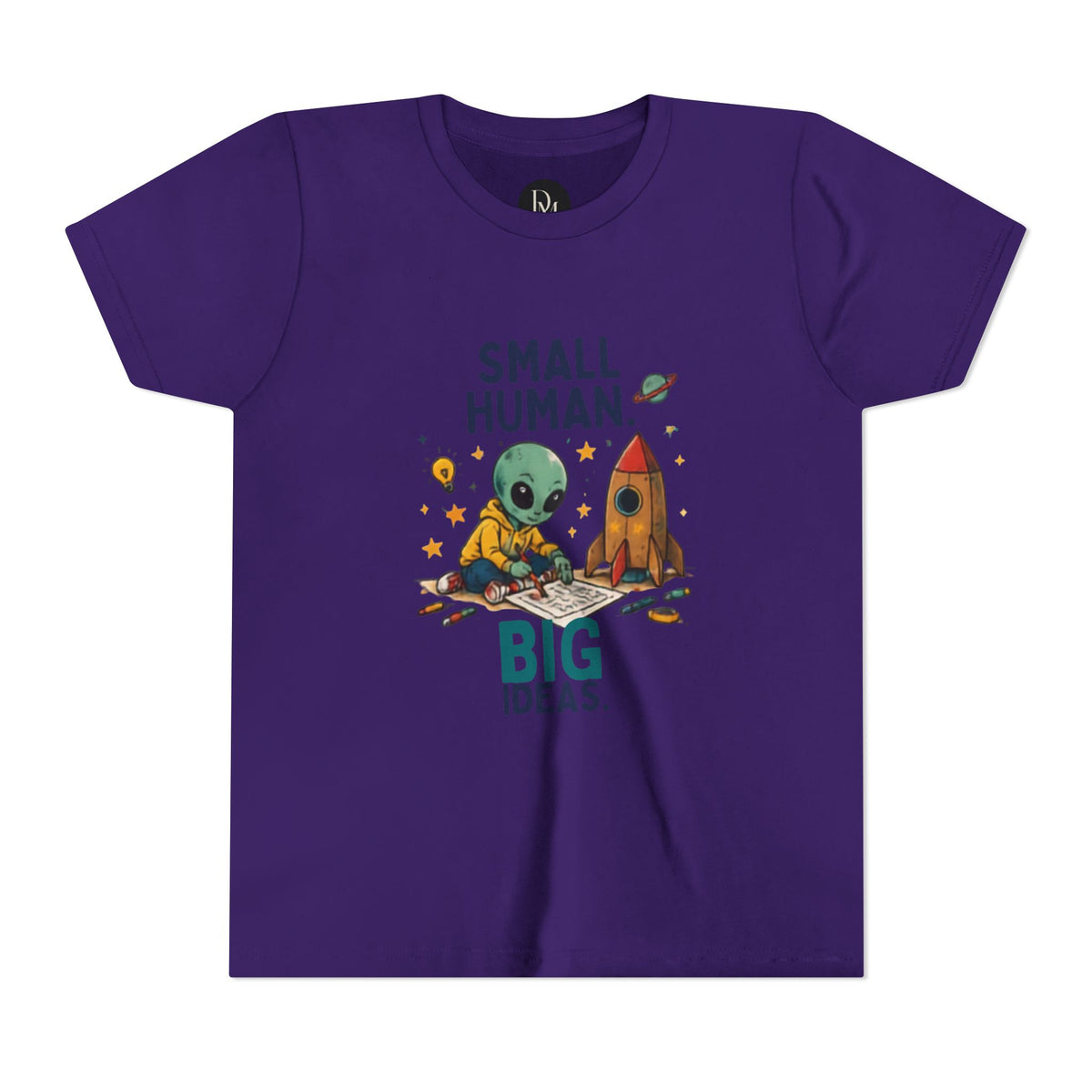 Small Human Big Ideas Youth Tee | Cute Alien Rocket Kids Shirt